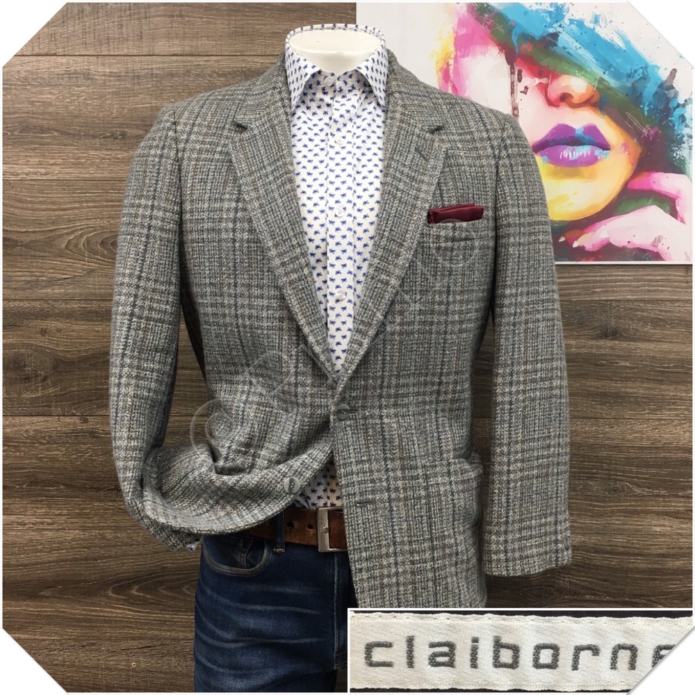 VINTAGE CLAIBORNE Mens Alpaca Blazer Sport Coat Casual Jacket Size 40R Wool Suit